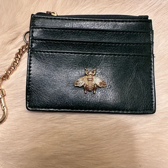 Green Card Holder with Gold Bee Accent - Picture 2 of 4